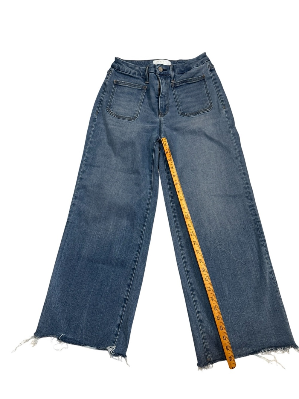 Vervet High Rise Wide Leg Crop Jeans Raw Hem Medium Wash Size 27 - Picture 5 of 9